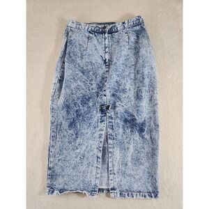Vintage 80s Weathered Blues Stone Washed Denim Pencil Skirt Size (?)
